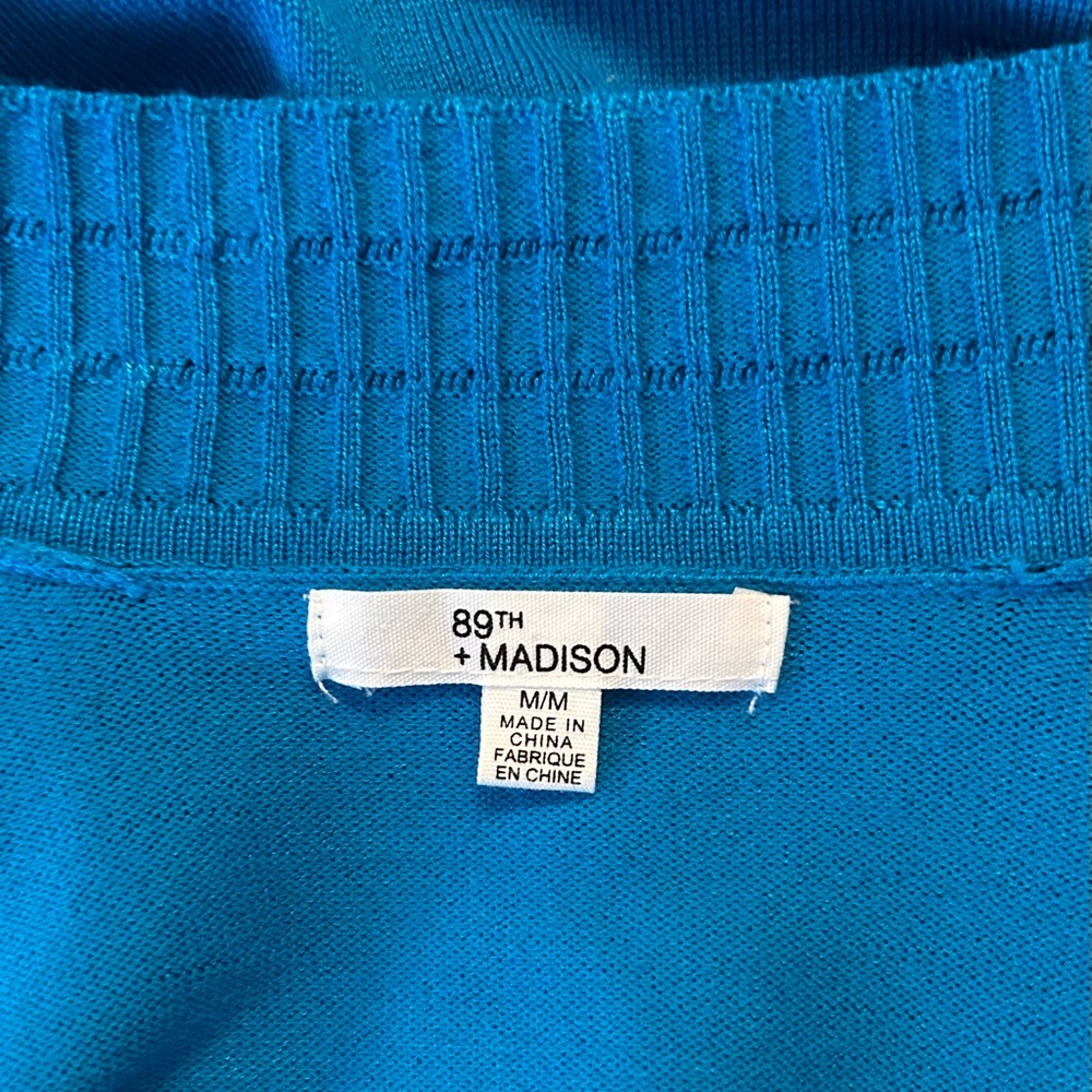 89th + MADISON Women Cardigan, Long Sleeves, Blue, Size Medium - Picture 5 of 6